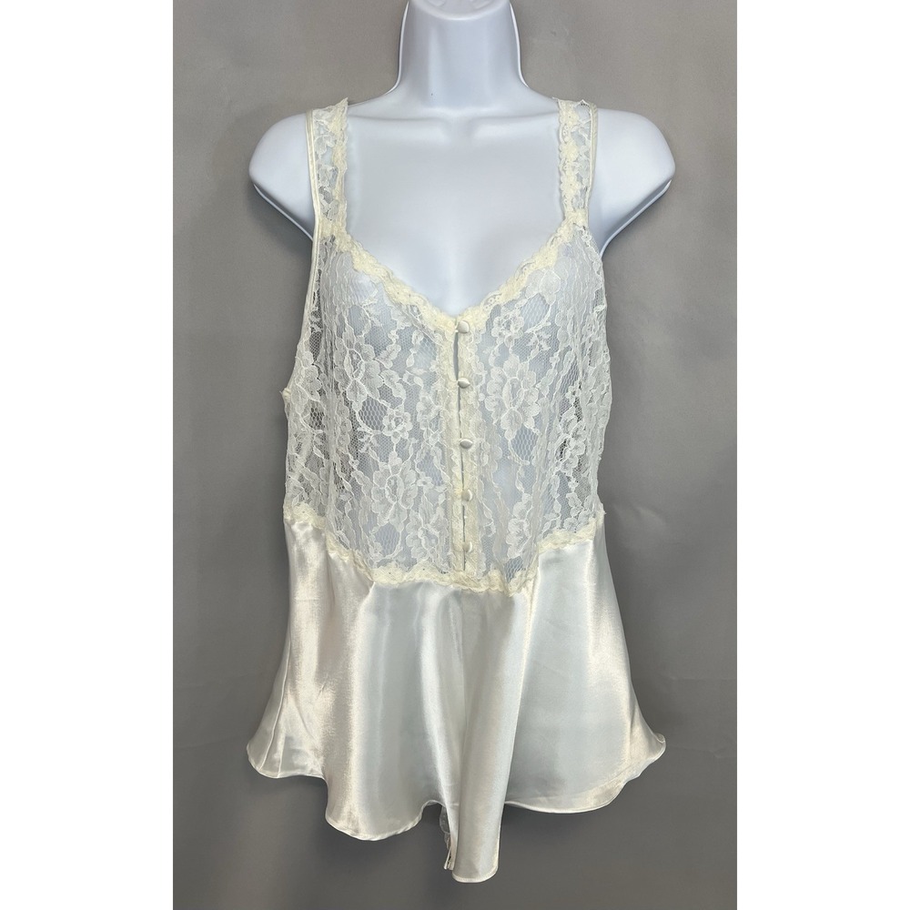 Vintage Victoria's Secret Gold Label Teddy Lace Satin Sz Medium Ivory Wedding